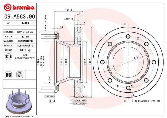 Brembo 09.A563.90 - Bremžu diski autodraugiem.lv