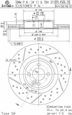 Brembo 09.A506.20 - Bremžu diski autodraugiem.lv