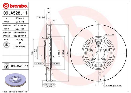 Brembo 09.A528.11 - Bremžu diski autodraugiem.lv