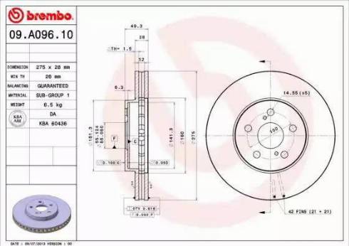 Brembo 09A09610 - Bremžu diski autodraugiem.lv