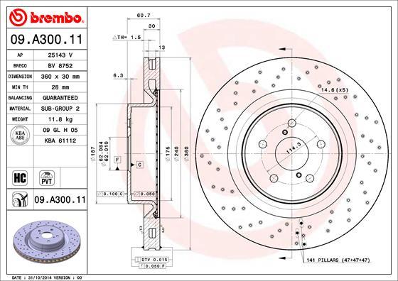 Brembo 09.A300.11 - Bremžu diski autodraugiem.lv