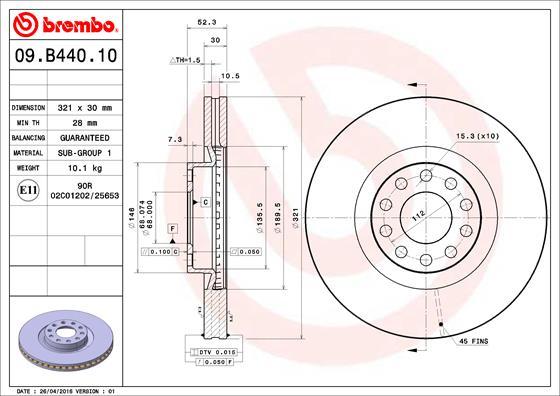 Brembo 09.B440.10 - Bremžu diski autodraugiem.lv