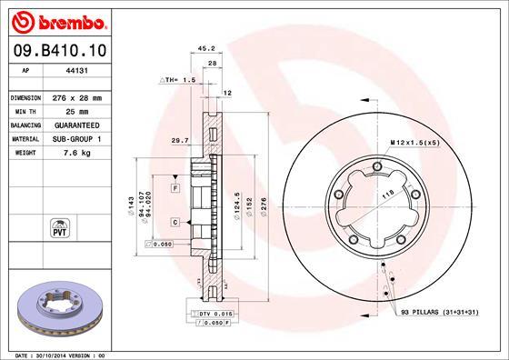 Brembo 09.B410.10 - Bremžu diski autodraugiem.lv