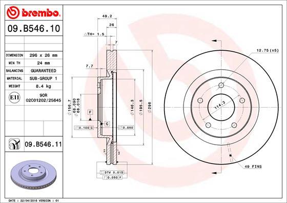 Brembo 09.B546.11 - Bremžu diski autodraugiem.lv