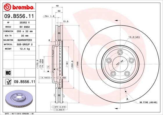 Brembo 09.B556.11 - Bremžu diski autodraugiem.lv