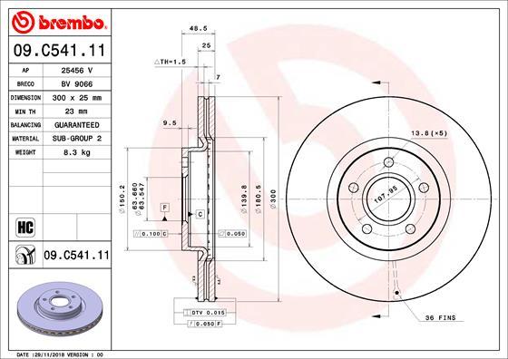 Brembo 09.C541.11 - Bremžu diski autodraugiem.lv