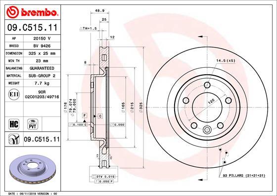 Brembo 09.C515.11 - Bremžu diski autodraugiem.lv