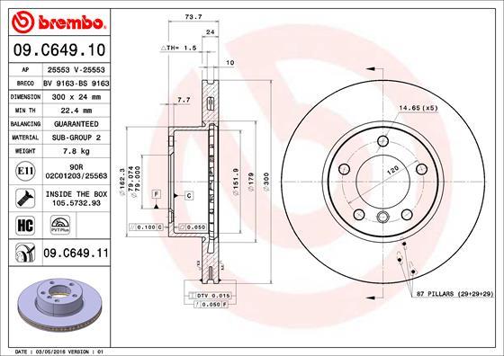 Brembo 09.C649.11 - Bremžu diski autodraugiem.lv