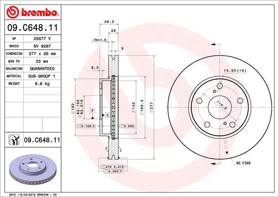 Brembo 09.C648.11 - Bremžu diski autodraugiem.lv