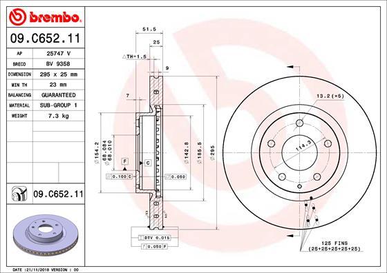 Brembo 09.C652.11 - Bremžu diski autodraugiem.lv