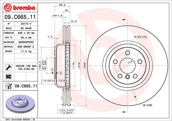 Brembo 09.C665.11 - Bremžu diski autodraugiem.lv