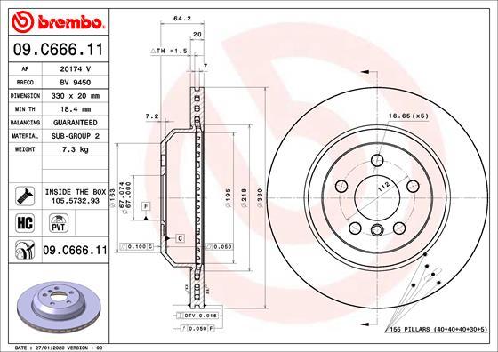 Brembo 09.C666.11 - Bremžu diski autodraugiem.lv