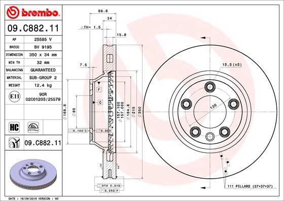 Brembo 09.C882.11 - Bremžu diski autodraugiem.lv