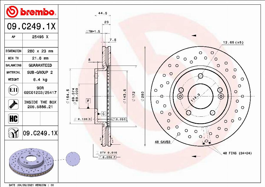 Brembo 09.C249.1X - Bremžu diski autodraugiem.lv