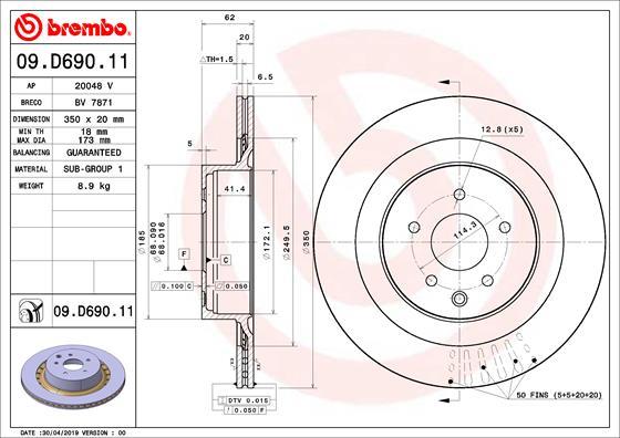 Brembo 09.D690.11 - Bremžu diski autodraugiem.lv