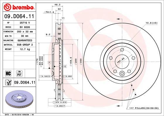 Brembo 09.D064.11 - Bremžu diski autodraugiem.lv