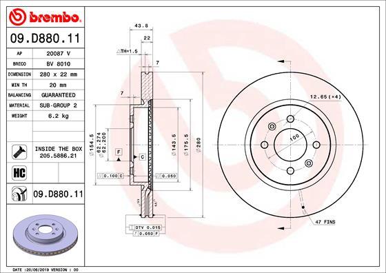 Brembo 09.D880.11 - Bremžu diski autodraugiem.lv