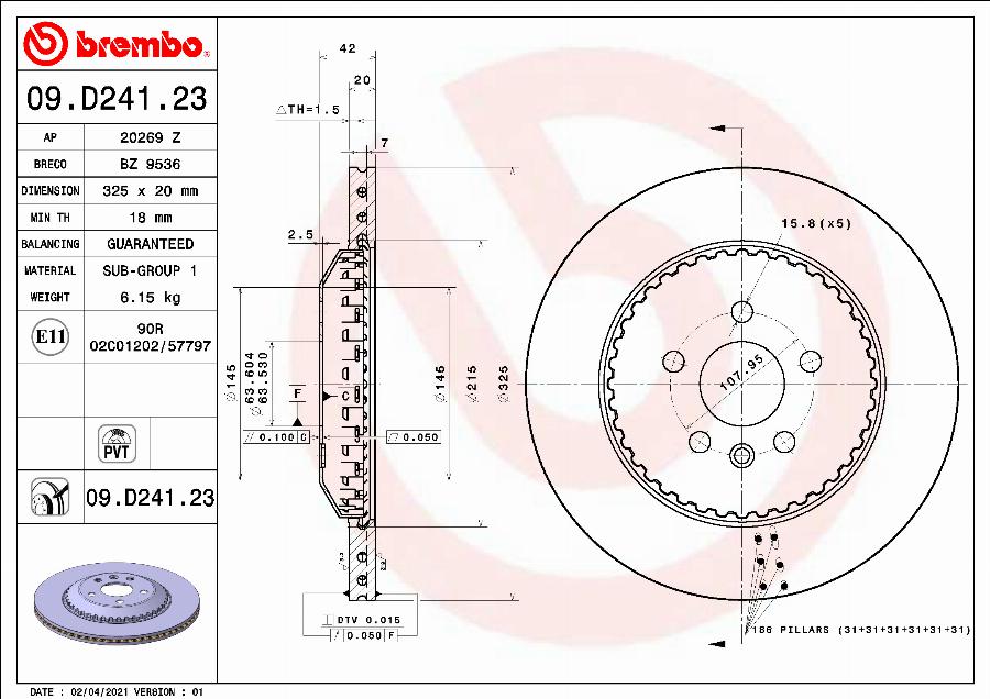 Brembo 09.D241.23 - Bremžu diski autodraugiem.lv