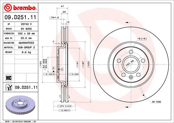 Brembo 09.D251.11 - Bremžu diski autodraugiem.lv