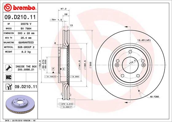 Brembo 09.D210.11 - Bremžu diski autodraugiem.lv