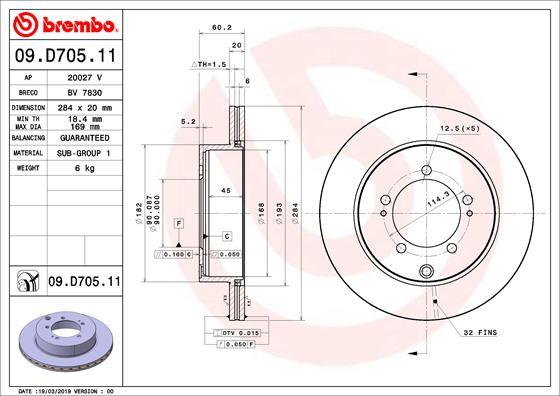 Brembo 09.D705.11 - Bremžu diski autodraugiem.lv