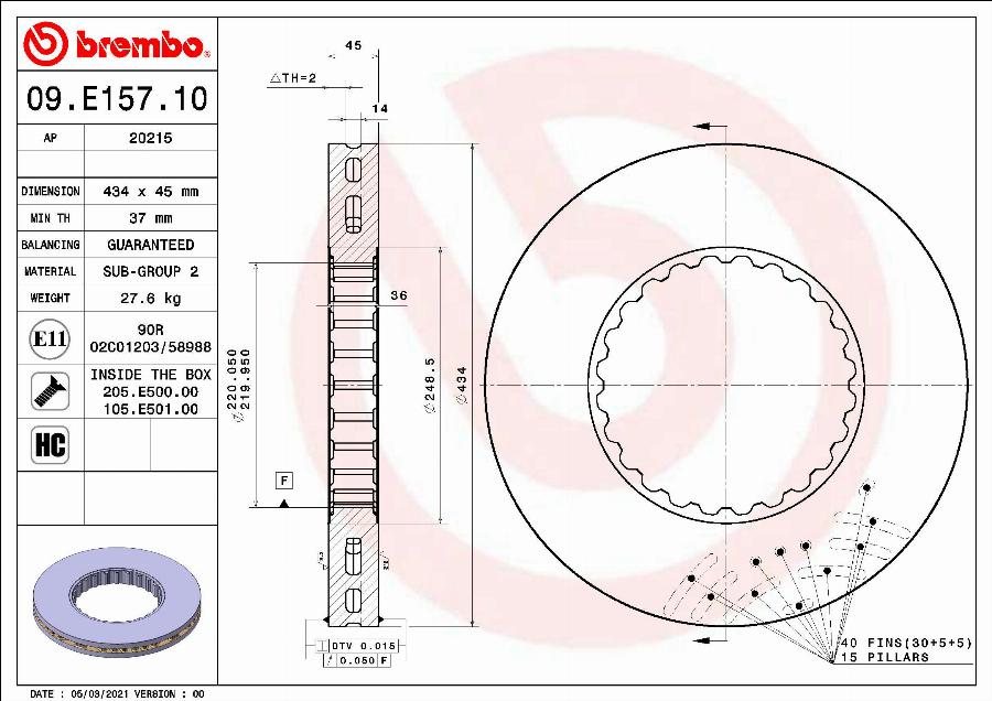 Brembo 09.E157.10 - Bremžu diski autodraugiem.lv