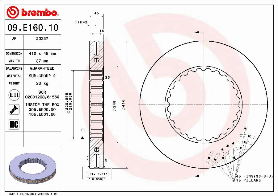 Brembo 09.E160.10 - Bremžu diski autodraugiem.lv