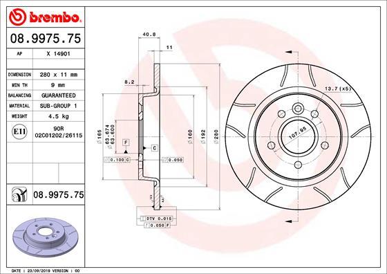 Brembo 08.9975.75 - Bremžu diski autodraugiem.lv