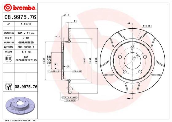 Brembo 08.9975.76 - Bremžu diski autodraugiem.lv