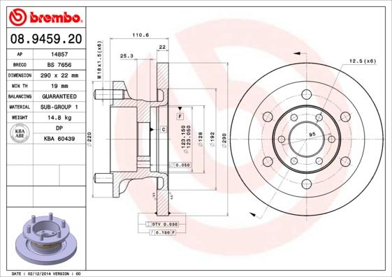 Brembo 08.9459.20 - Bremžu diski autodraugiem.lv