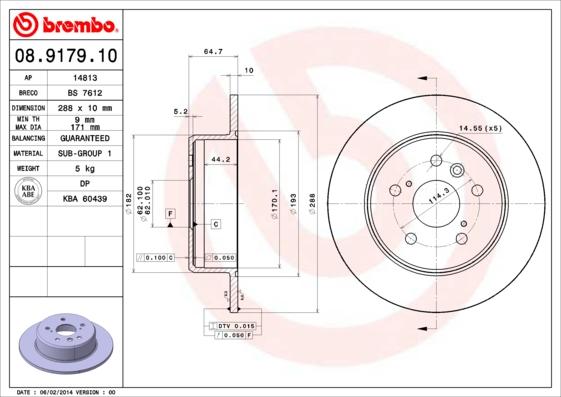 Brembo 08.9179.10 - Bremžu diski autodraugiem.lv