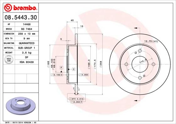 Brembo 08.5443.30 - Bremžu diski autodraugiem.lv