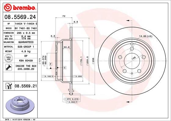 Brembo 08.5569.24 - Bremžu diski autodraugiem.lv