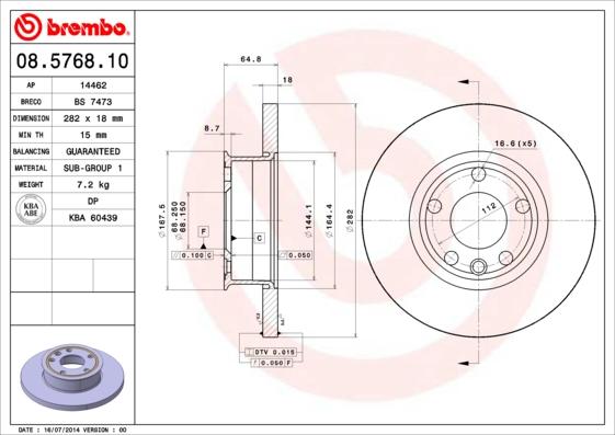 Brembo 08.5768.10 - Bremžu diski autodraugiem.lv