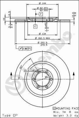 Brembo 08.3910.20 - Bremžu diski autodraugiem.lv