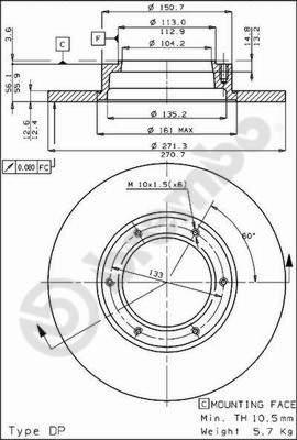 Brembo 08.3108.10 - Bremžu diski autodraugiem.lv