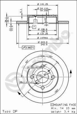 Brembo 08.3110.10 - Bremžu diski autodraugiem.lv