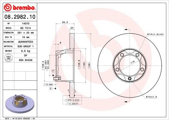 Brembo 08.2982.10 - Bremžu diski autodraugiem.lv