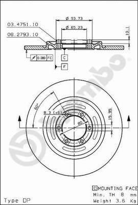 Brembo 08.2793.20 - Bremžu diski autodraugiem.lv