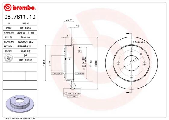 Brembo 08.7811.10 - Bremžu diski autodraugiem.lv