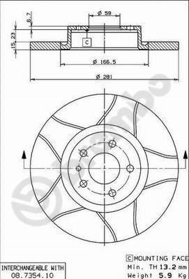 Brembo 08.7354.75 - Bremžu diski autodraugiem.lv