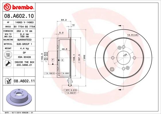 Brembo 08.A602.11 - Bremžu diski autodraugiem.lv