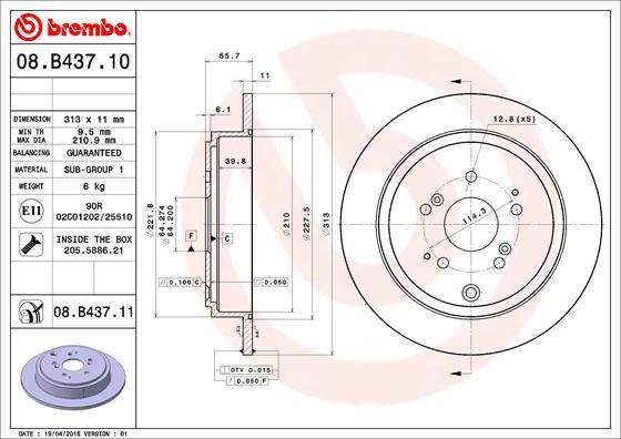 Brembo 08.B437.10 - Bremžu diski autodraugiem.lv