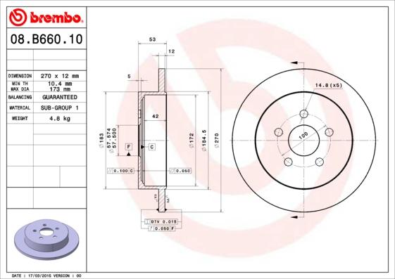 Brembo 08.B660.10 - Bremžu diski autodraugiem.lv