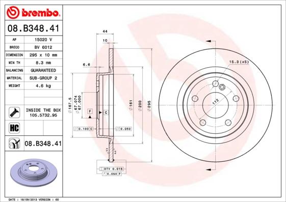 Brembo 08.B348.41 - Bremžu diski autodraugiem.lv