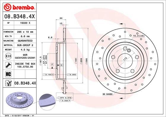 Brembo 08.B348.4X - Bremžu diski autodraugiem.lv