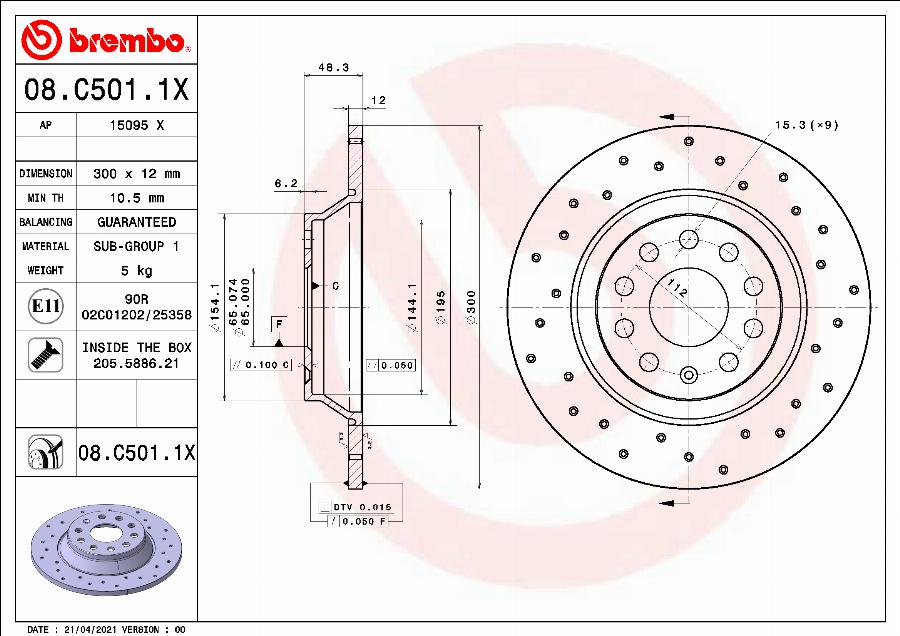 Brembo 08.C501.1X - Bremžu diski autodraugiem.lv