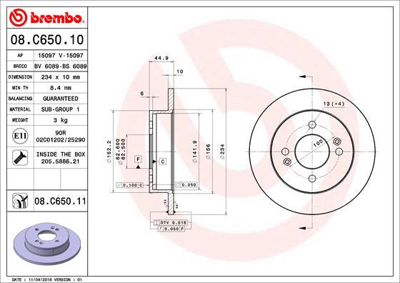 Brembo 08.C650.11 - Bremžu diski autodraugiem.lv