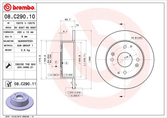 Brembo 08.C290.10 - Bremžu diski autodraugiem.lv