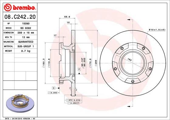 Brembo 08.C242.20 - Bremžu diski autodraugiem.lv